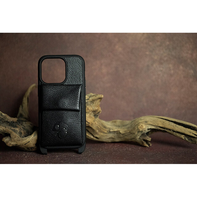 88色からオーダー可！！ カメレオン デザイン / ヤギ革 財布機能・ショルダーフック付き iPhoneケース