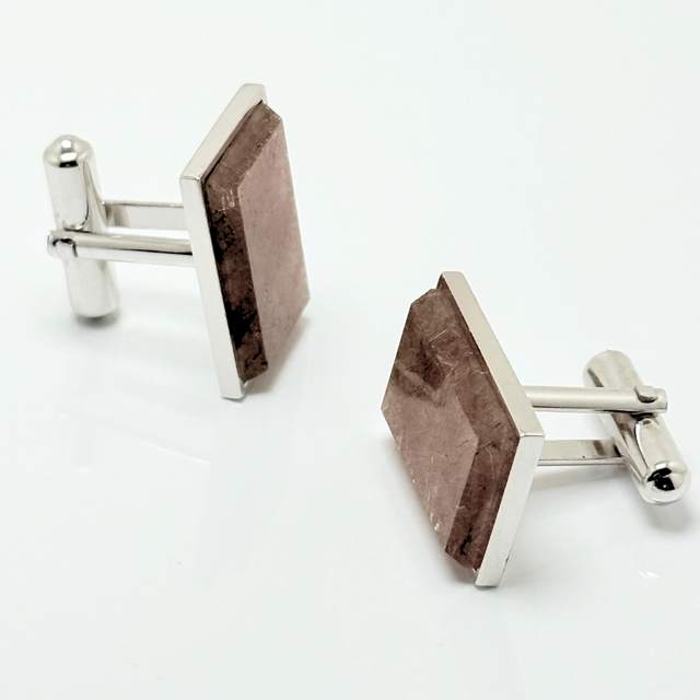 ラス1 穏やかな煌 ルチルクォーツ/金針水晶 RHP 天然石カフス