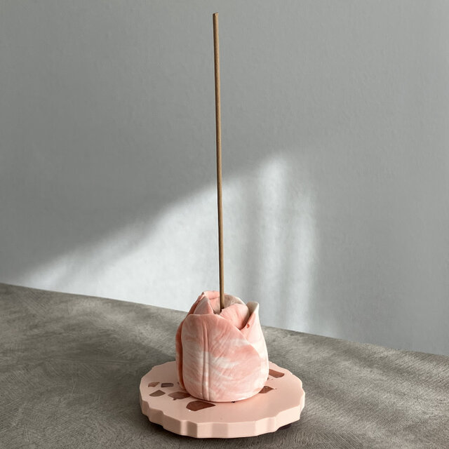 SET｜チューリップのお香立て&天然石トレー