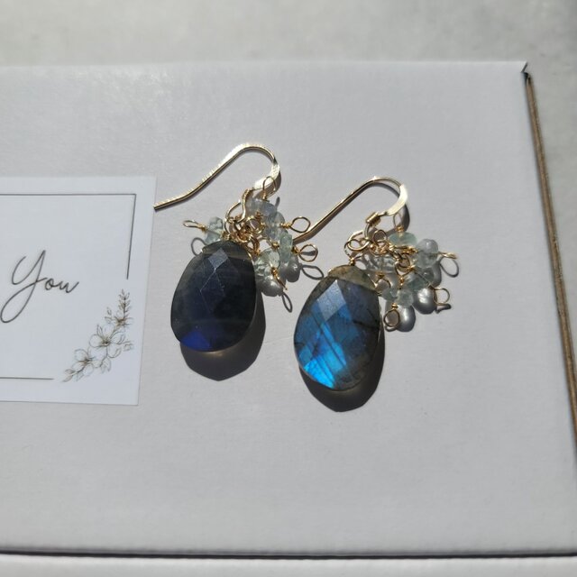 14kgf 】ブルーラブラドライト×ブルーフローライト＊幻想的なブルー