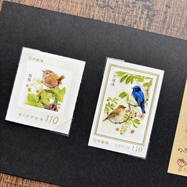 とりのこ切手『オオルリ&ミソサザイ』 | iichi 日々の暮らしを心地よく
