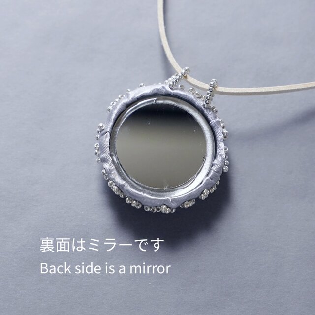 ビーズ刺繍のミラーネックレス 3 裏面ミラー ペンダント 母の日 敬老の