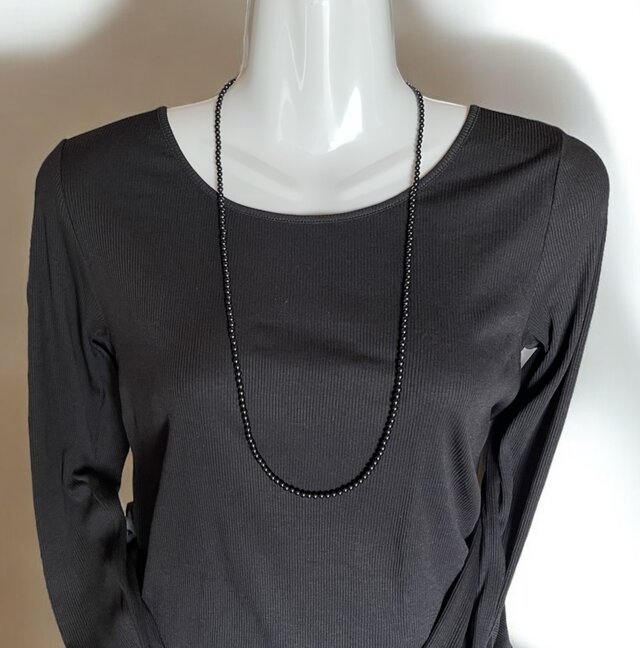 4mmブラックオニキスロングネックレス80cm シンプル PPA0035 | iichi