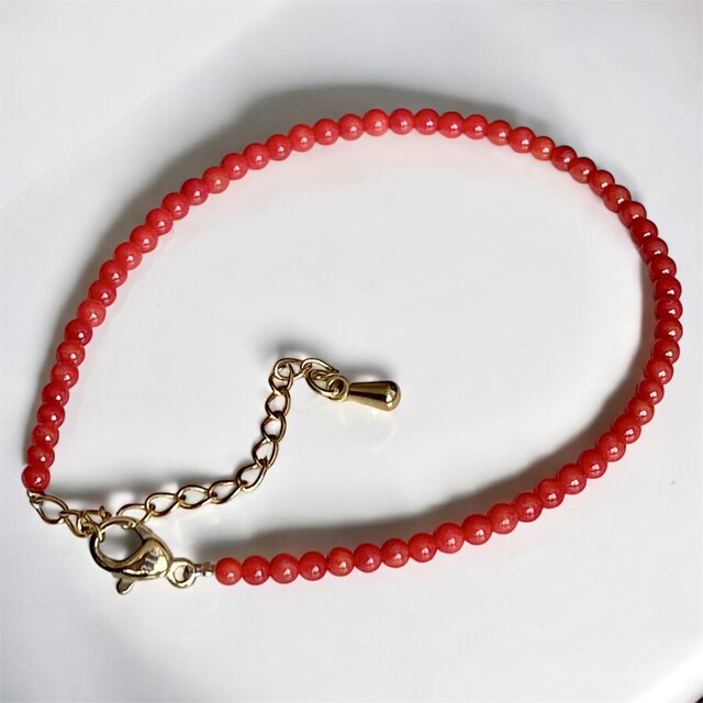 3mm赤珊瑚ブレスレット PPA0029 サージカルステンレス S316L | iichi