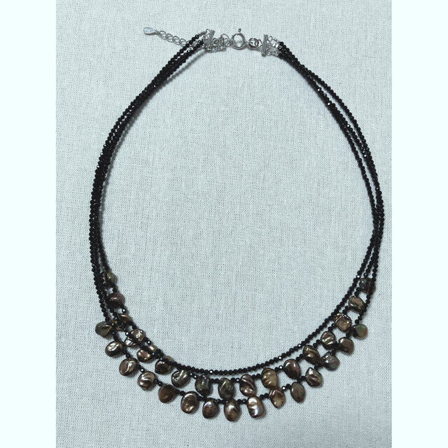 SN–20 チョコレートカラーの淡水パールネックレス