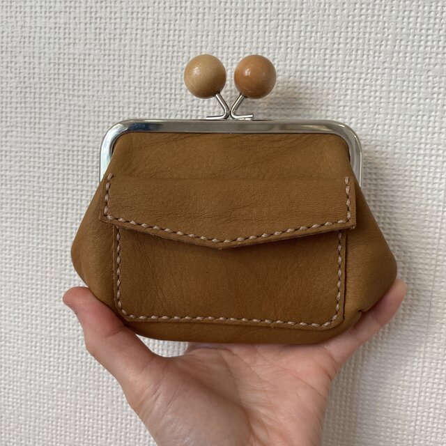 ぱかっと開くとお部屋が3つの親子がまぐち♪外ポッケが付いた木