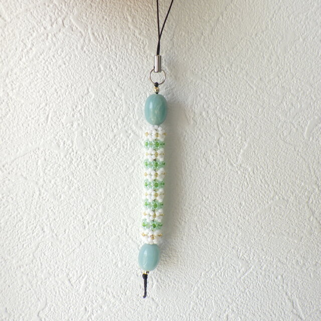 天然石アマゾナイトのストラップ