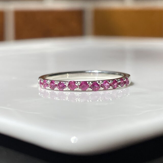 ルビー　ハーフエタニティ　0.39ct　シルバーSV925リング