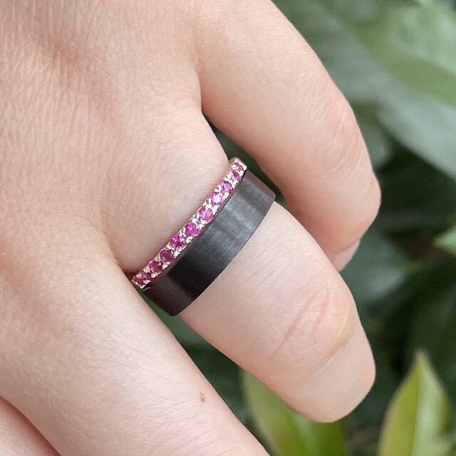 天然ルビーハーフエタニティリング　PT ルビー ハーフエタニティ 0.39ct シルバーSV925リング | iichi