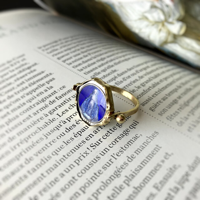 [フランス奇跡のメダイ] ring - octagon blue