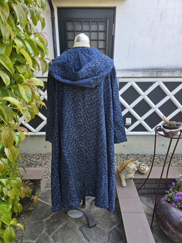 着物リメイク 手作り 近江上布 フード付き コート | iichi 日々の