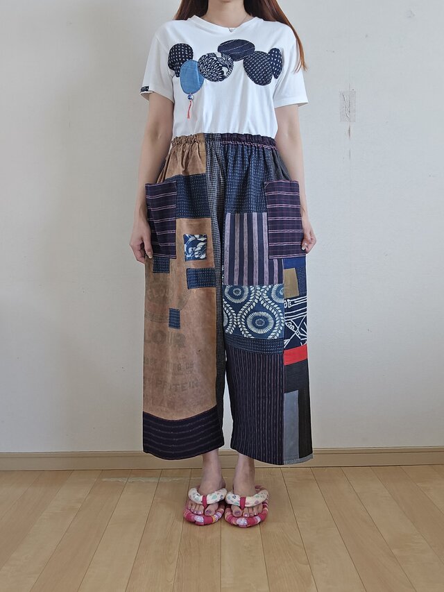 ✳︎1045 粉袋リメイク　パンツ 古布リメイク粉袋リメイクゆったりパンツ - メルカリ