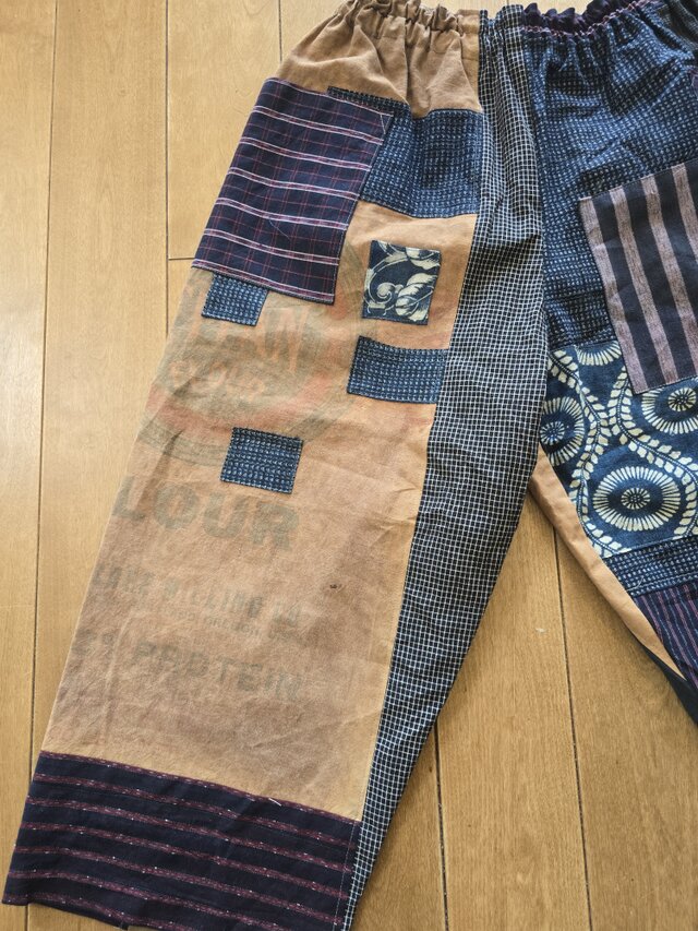 着物リメイク古布リメイク絣と風呂敷のコクーンパンツ 着物リメイク古布リメイク絣と風呂敷のコクーンパンツ