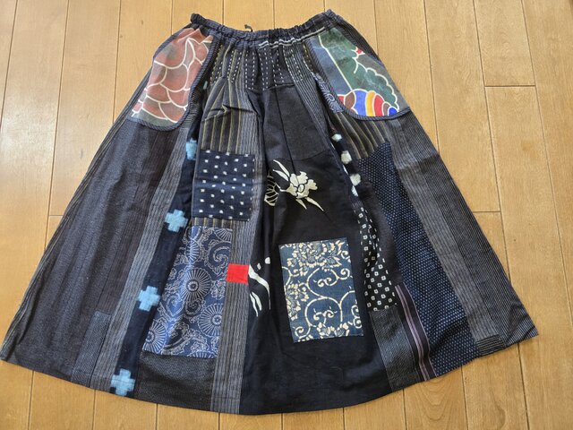 着物リメイク 手作り 絣 パッチワーク スカート | iichi 日々の