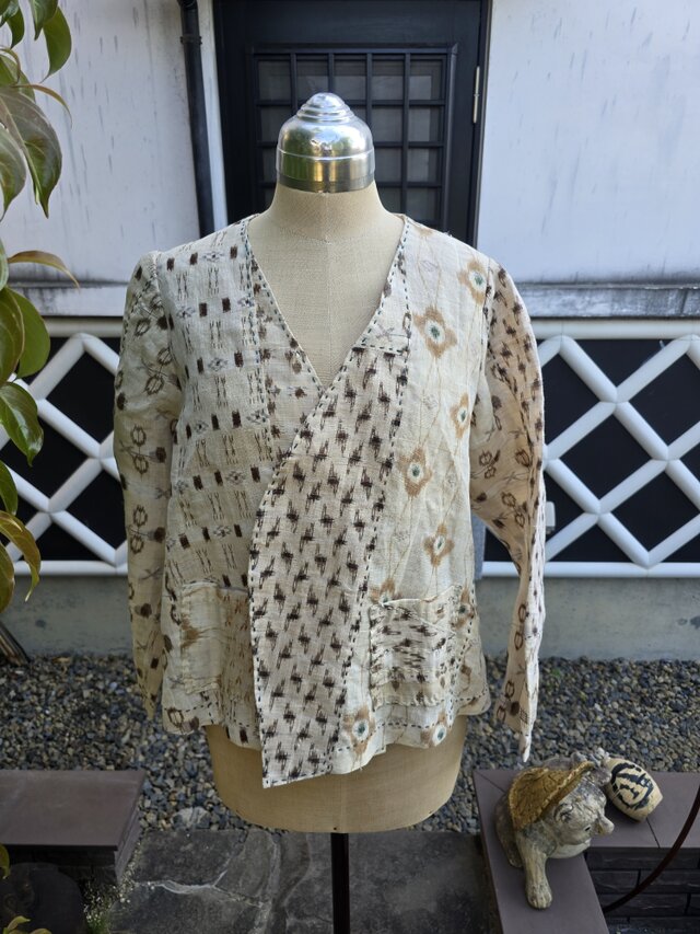 着物リメイク 手作り あかそ(赤麻) パッチワーク ジャケット | iichi  