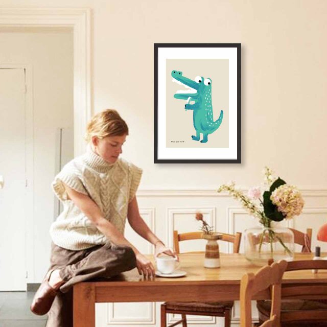歯磨きだよ〜 ワニ 送料無料 イラスト たのしくなるお部屋 ポスター