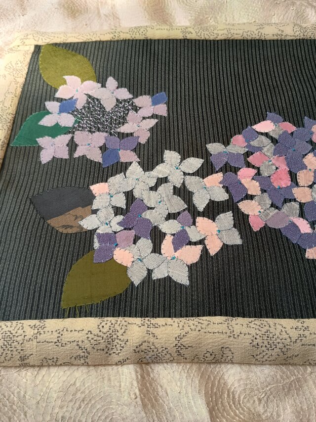 ヴィンテージ着物から紫陽花布絵