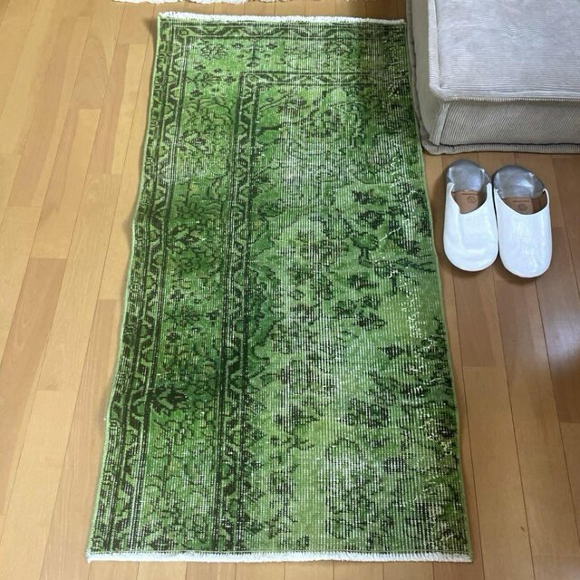 60×120ワサビグリーン　オーバーダイ　トルコあヴィンテージラグ 60×120ワサビグリーン オーバーダイ トルコあヴィンテージラグ