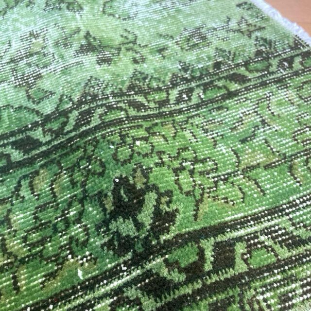 60×120ワサビグリーン オーバーダイ トルコあヴィンテージラグ