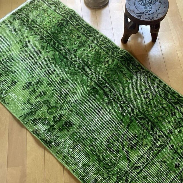 60×120ワサビグリーン　オーバーダイ　トルコあヴィンテージラグ 60×120ワサビグリーン オーバーダイ トルコあヴィンテージラグ