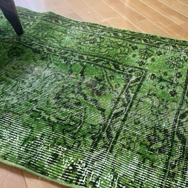60×120ワサビグリーン オーバーダイ トルコあヴィンテージラグ