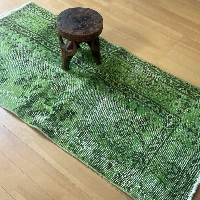 60×120ワサビグリーン　オーバーダイ　トルコあヴィンテージラグ 60×120ワサビグリーン オーバーダイ トルコあヴィンテージラグ