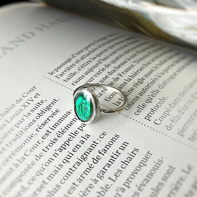 [フランス奇跡のメダイ] Bezel ring - green*SV