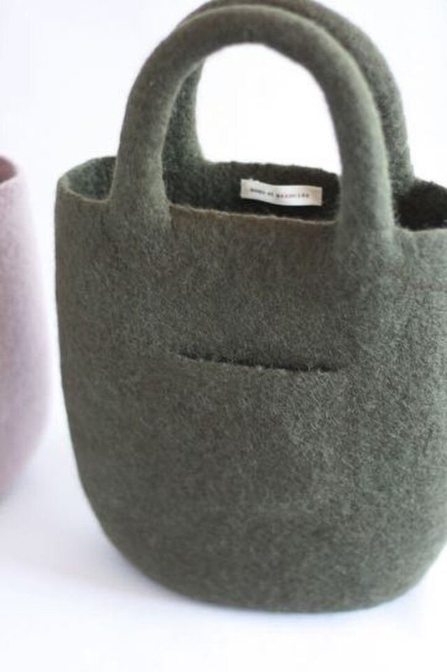le seau フェルトバッグ（グレイッシュダークグリーン）