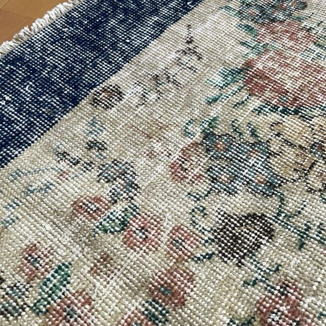 55×208ボタニカルロング ランナーラグ トルコヴィンテージラグ