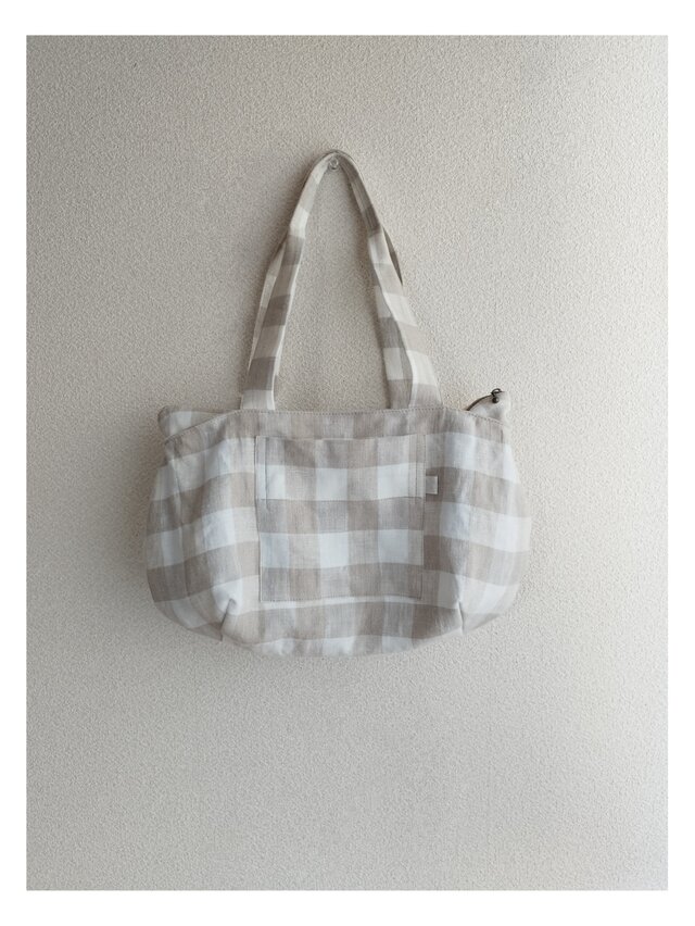 リネン ファスナーショルダーバッグ　linen   b