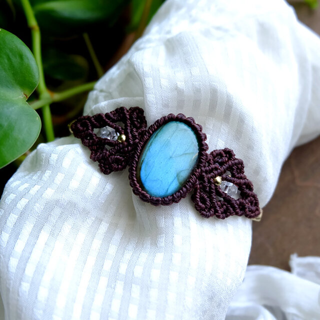 ラブラドライト（マダガスカル産） マクラメ編みブレスレット 男女兼用