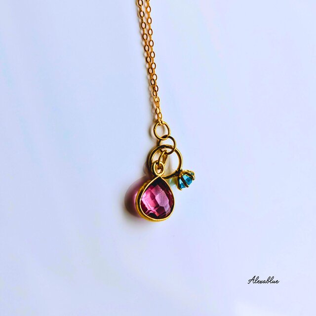 ピンクトパーズ＆アクアマリン ネックレス S925ネックレス 天然石ネックレス  11月誕生石 3月誕生石