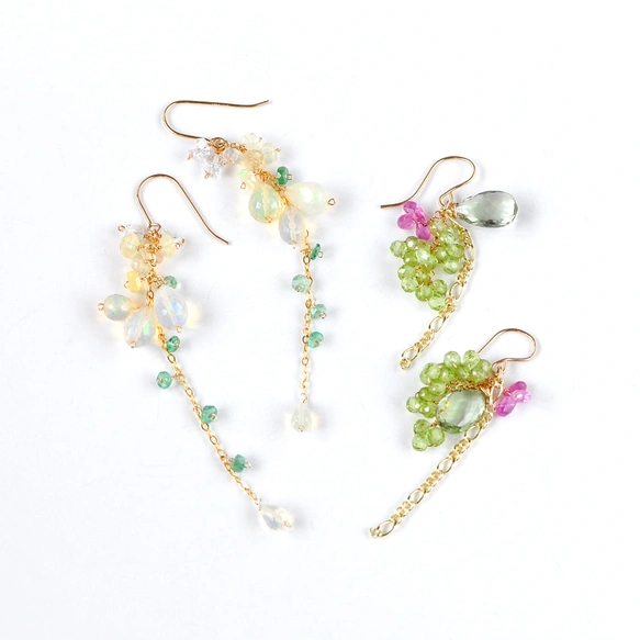 彩光の雫 エチオピア産プレシャスオパールロングピアス | iichi 日々の