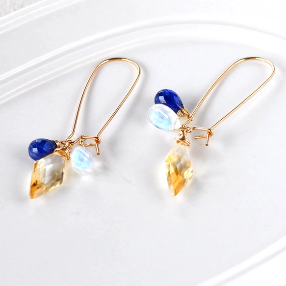 CL【Rtav】特価 タンザナイト.マラカイト チェーンフックピアス 2点