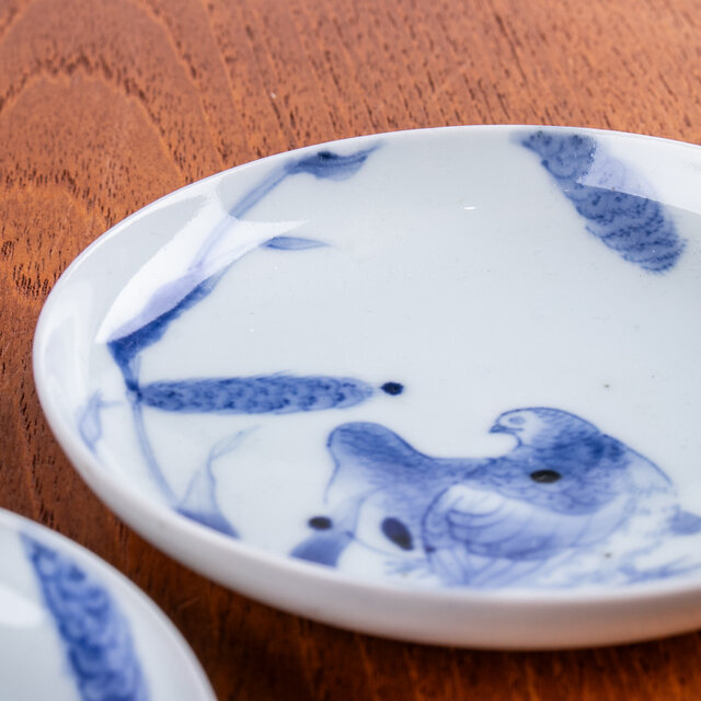 古代オリエント手付き素焼き平皿値引きしました 平戸焼 染付鶉文小皿 2客セット | iichi 日々の暮らしを心地よくする