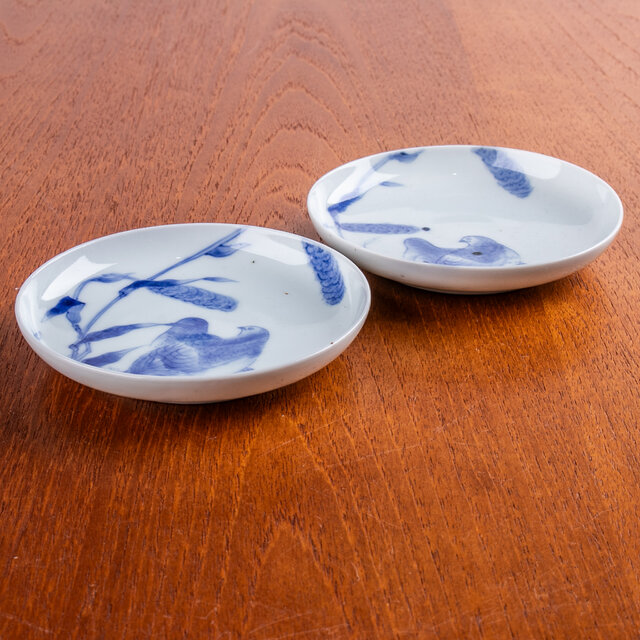 平戸焼 染付鶉文小皿 2客セット | iichi 日々の暮らしを心地よくする