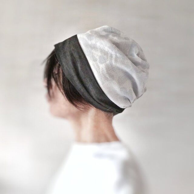 ターバンな帽子　ココナッツ+黒　送料無料