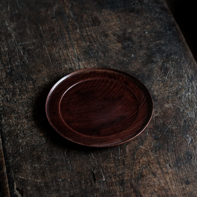 深みのある色味◆時代物　拭き漆銘々皿　中皿　菓子皿　骨董/antiques　古民家　古道具