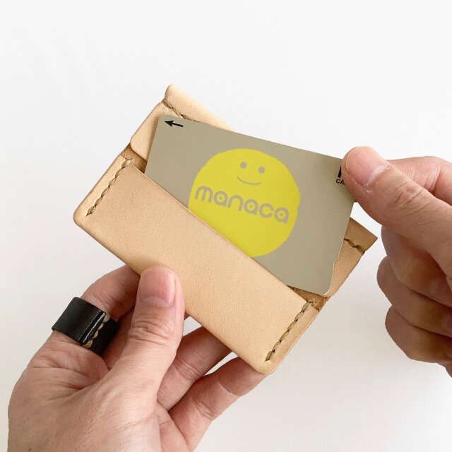 ヌメ革丨薄型カードケース【quint/くいんと】手縫い 手作り