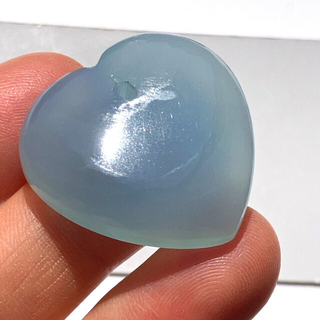 ハート形ブルーカルセドニー[71] 30x30mm 50Cts 天然石ルース