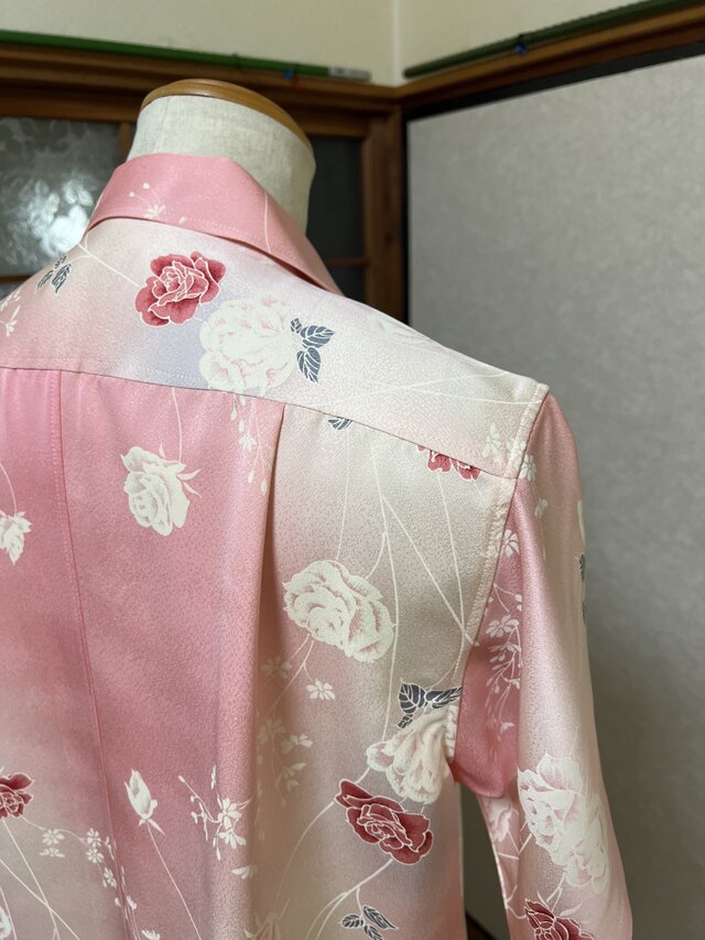 花柄模様、リメイクアロハシャツ、着物、ピンク、M寸！ | iichi