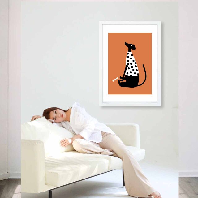 おあずけ 犬 送料無料 イラスト A4〜A0 ポスター アートポスター