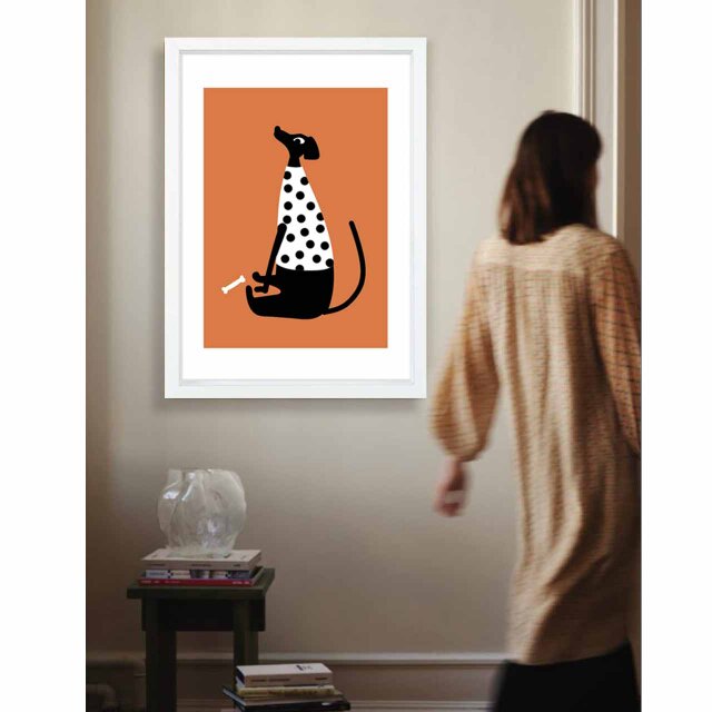 おあずけ 犬 送料無料 イラスト A4〜A0 ポスター アートポスター