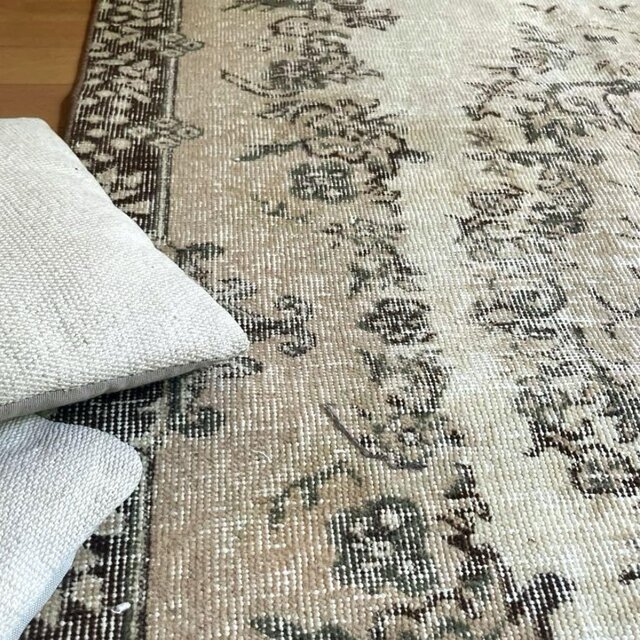 超大判163×263メダリオン 細やかなボタニカル トルコヴィンテージラグ