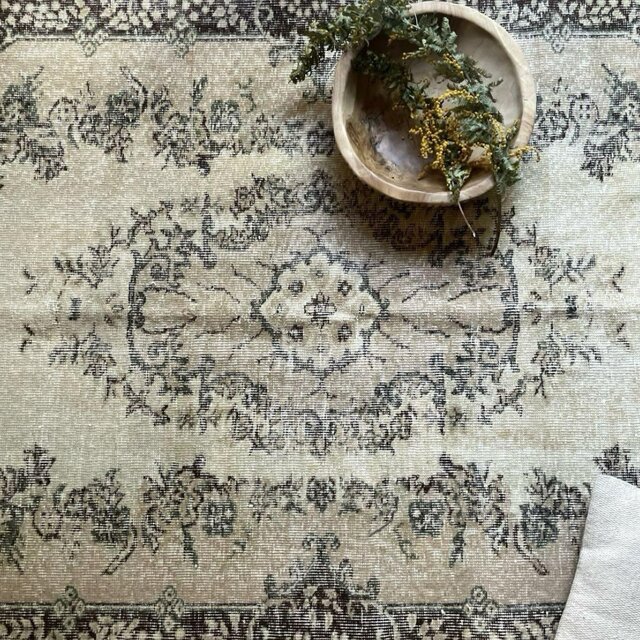 超大判163×263メダリオン 細やかなボタニカル トルコヴィンテージラグ