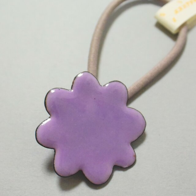 お花のヘアゴム　ライラック　七宝焼