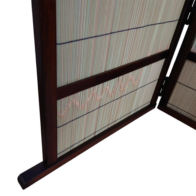 青竹 二連 ミニ 屏風 衝立 フレーム天然杢ラミン無垢材 高さ35cm