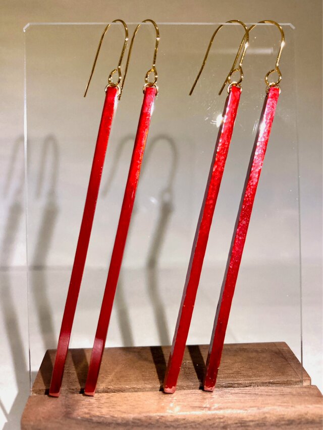 【サイズオーダーOK｜緋銅のロッドピアス】