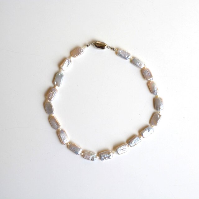 スクエア型淡水パールのネックレス◆送料無料♪