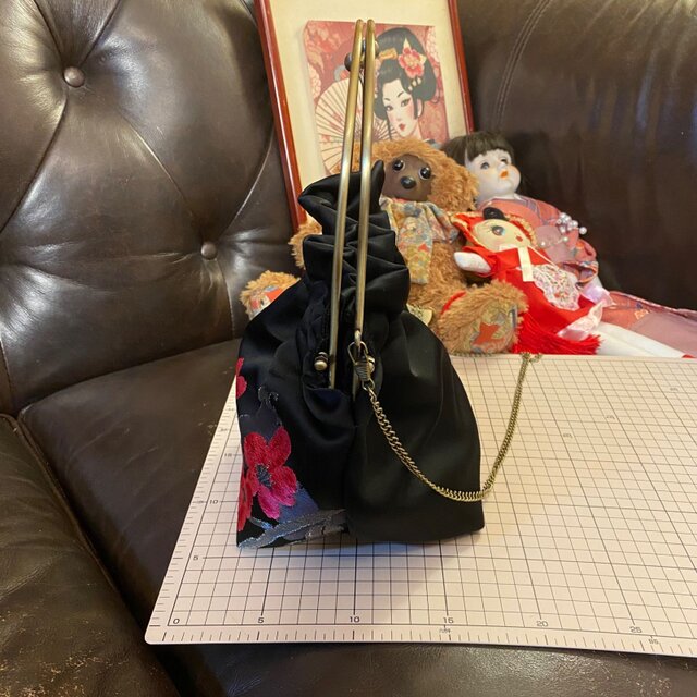 和洋折衷 名古屋帯リメイク ハンドバッグ バック ショルダーチェーン 